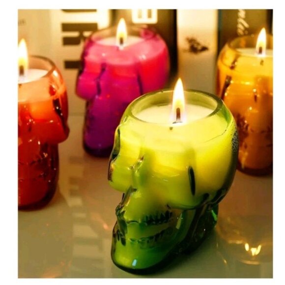 Halloween Candle Set for Home Decor, 4-Piece Skull Cup Candle Set - Picture 7 of 7